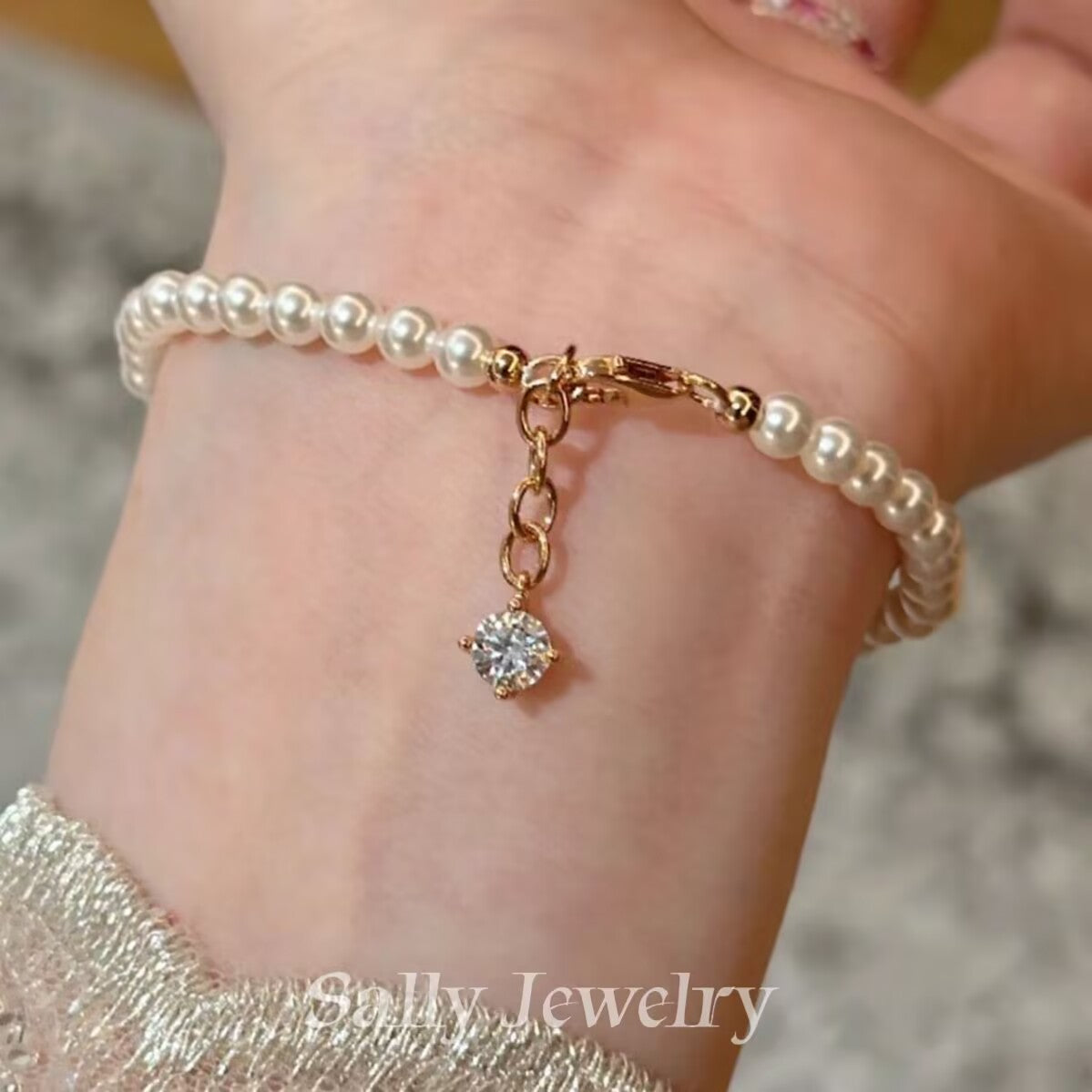 All-match Moissanite Pearl Bracelet