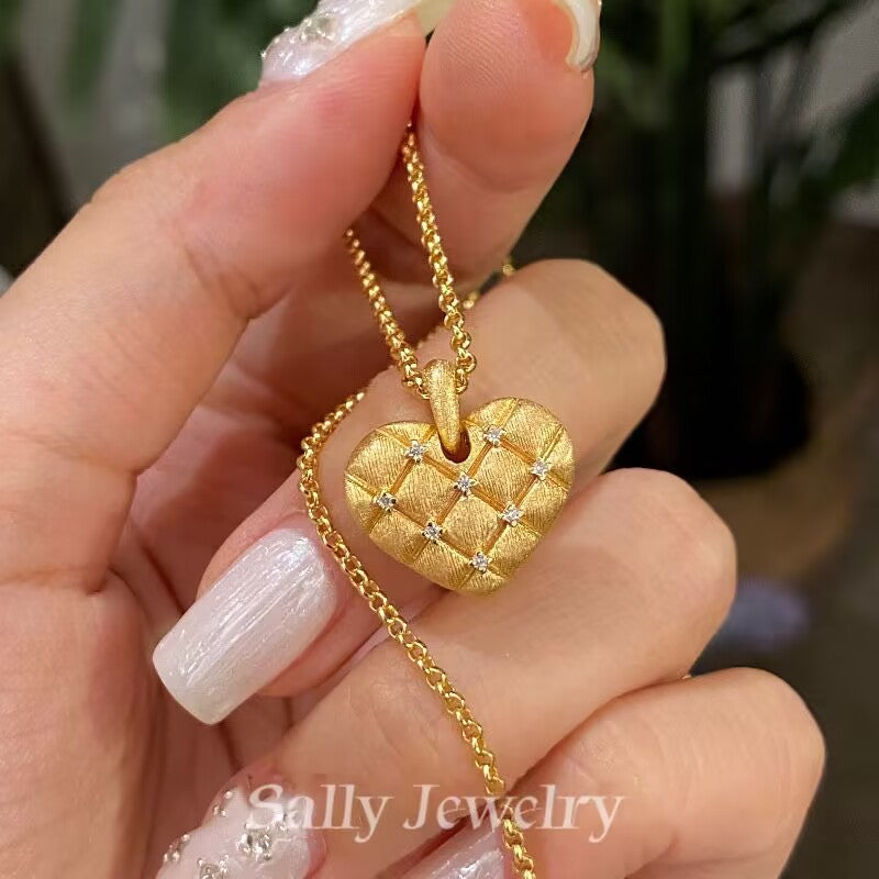 Brushed Diamond Heart Jewelry Set