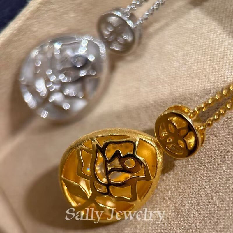 Brushed Diamond Perfume Bottle Necklace