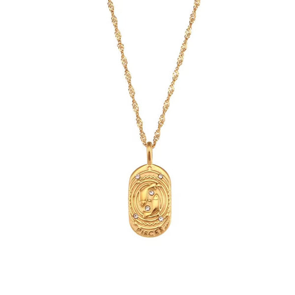 Engraved Pisces Necklace