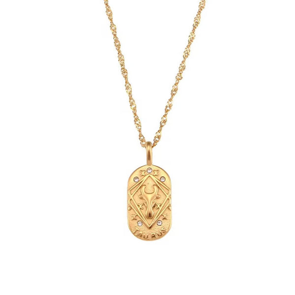Engraved Taurus Necklace