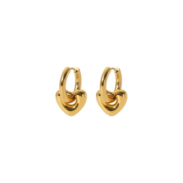 Gold Heart Hoop Earrings