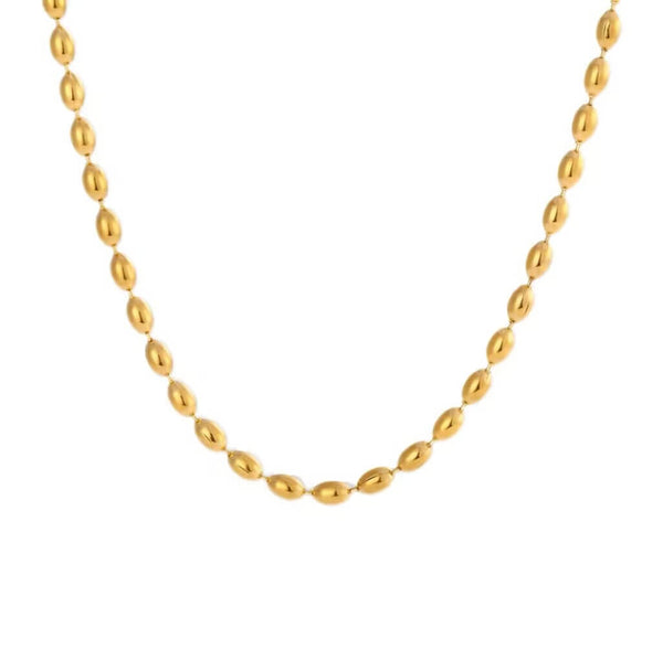 Gold Oval Bead Necklace