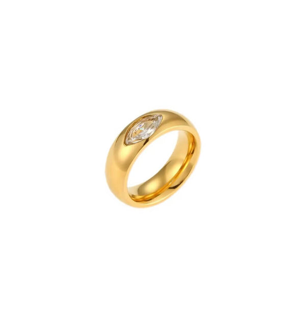 Gold Marquise Zirconia Hoop Ring
