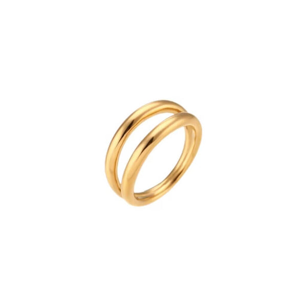 Gold Double Layer Polished Ring
