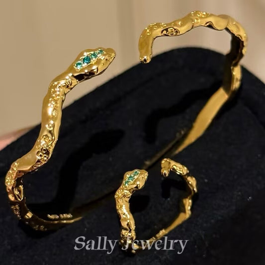 Golden Wrapped Snake Jewelry Set