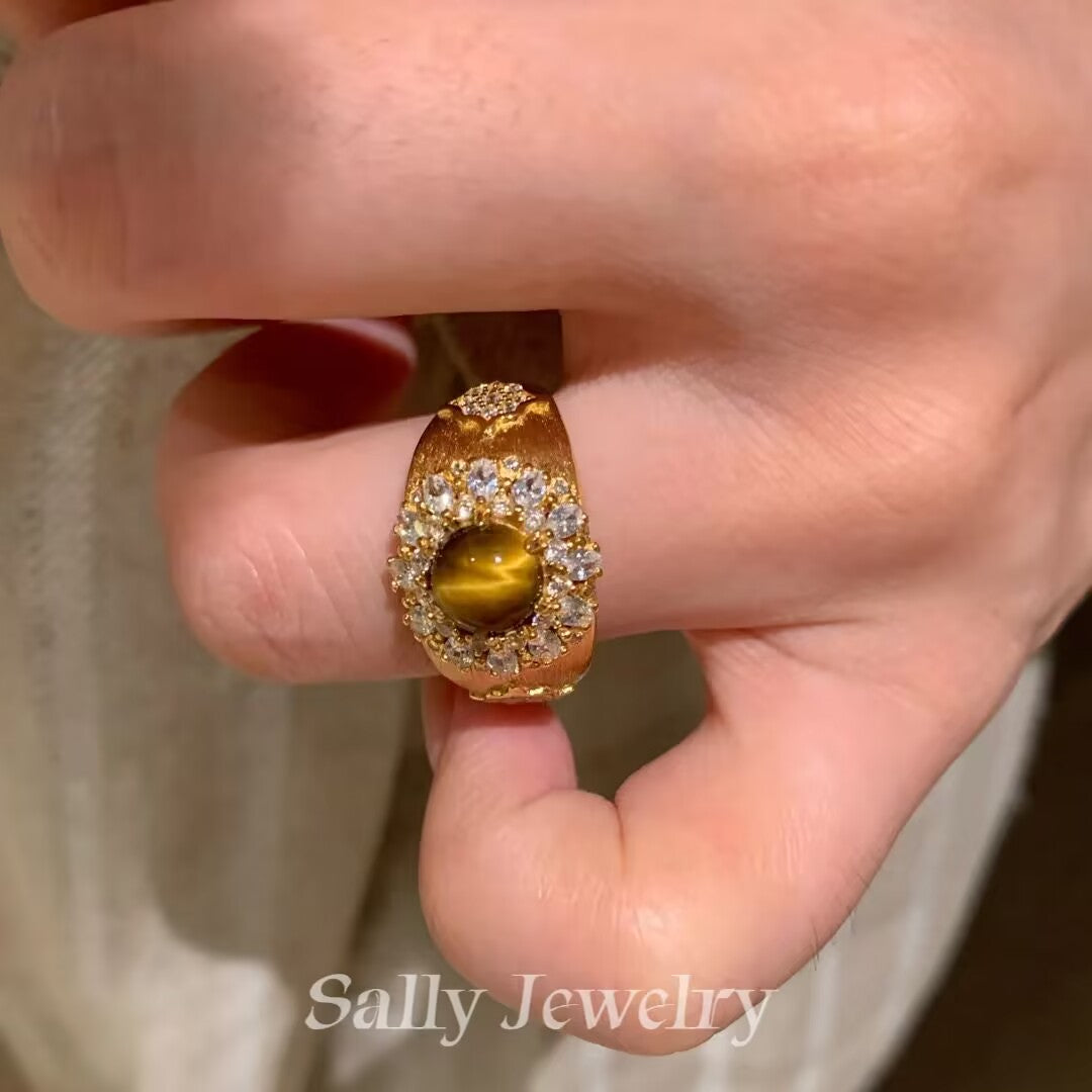 Natural Tiger Eye Stone Ring