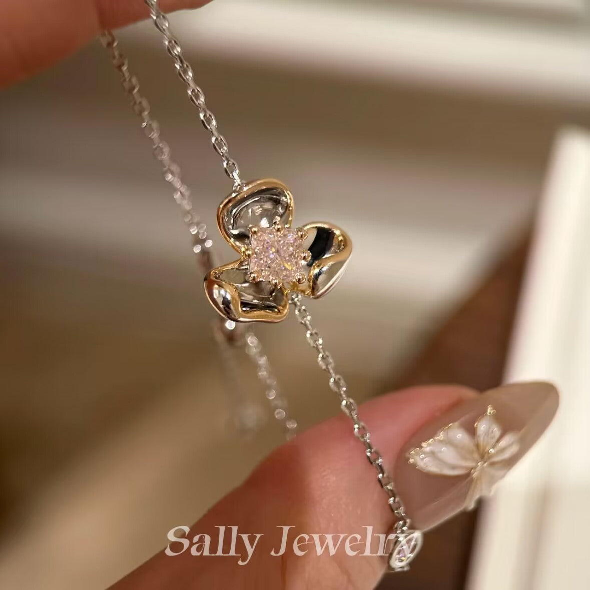 Pink Lily of the Valley Jewelry Set