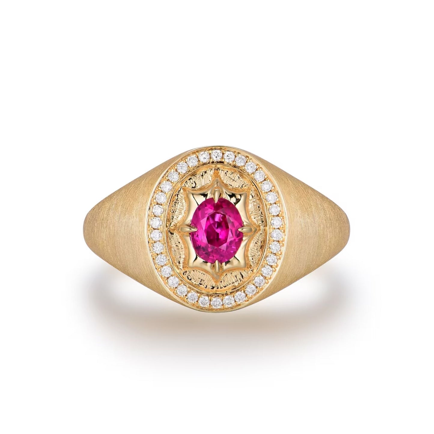 Red Corundum Brushed Ring