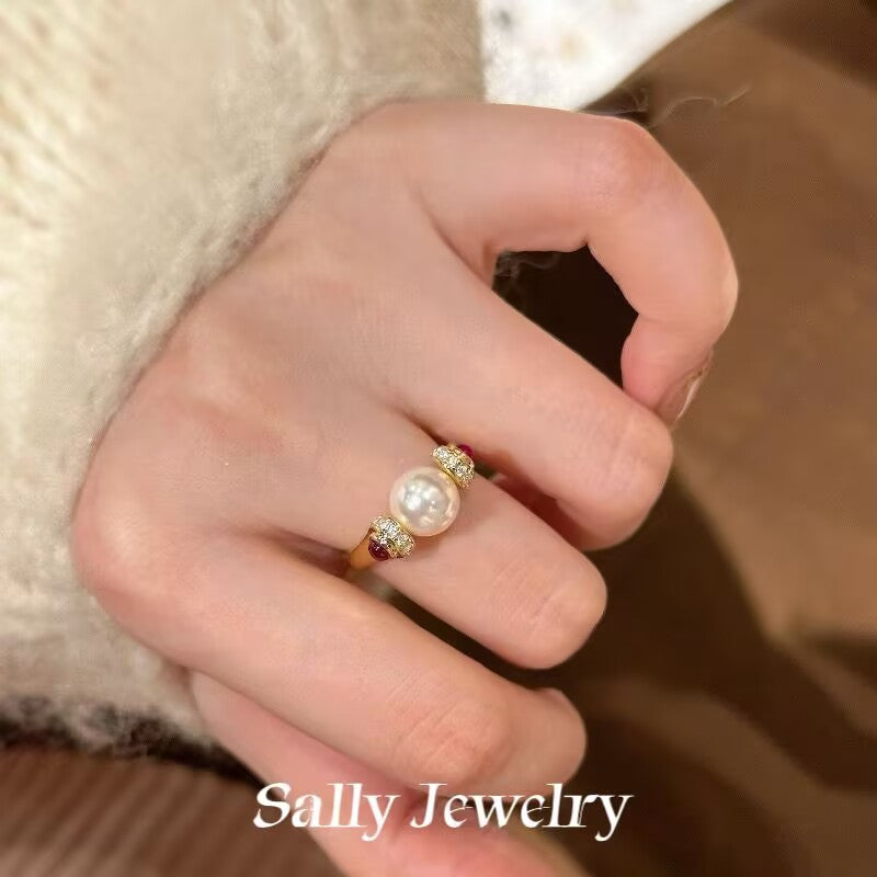 Red Corundum Lucky Pearl Ring