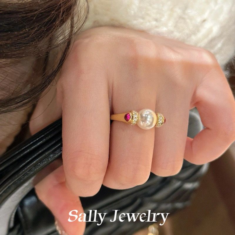 Red Corundum Lucky Pearl Ring