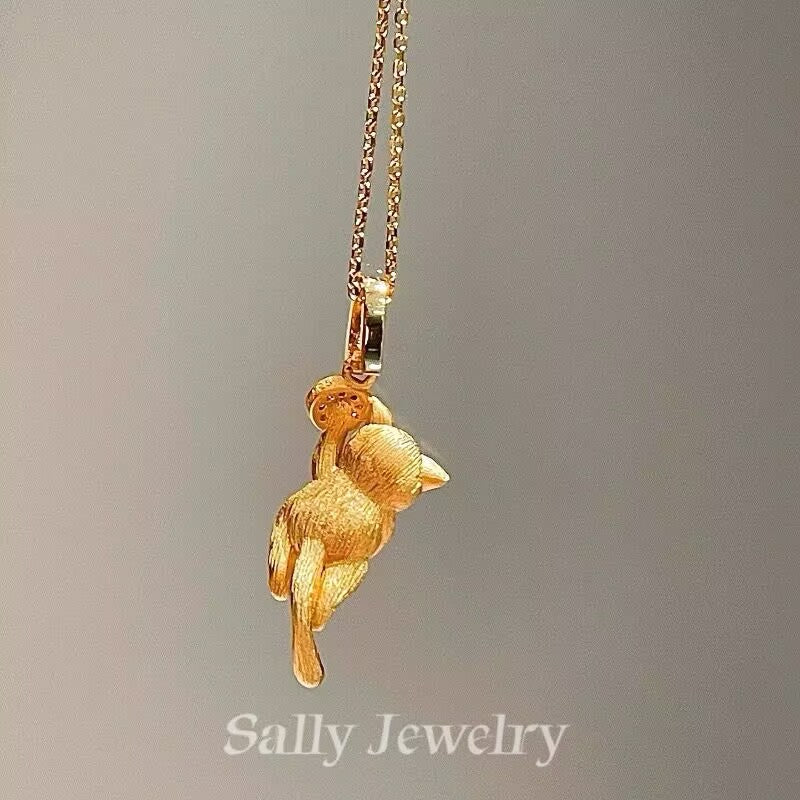 Ruby Brushed Cat Necklace