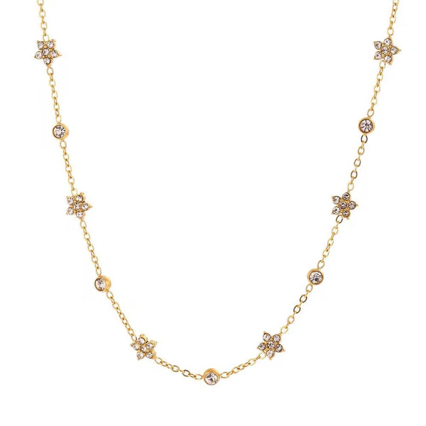 Spliced Small Flower Zircon Necklace