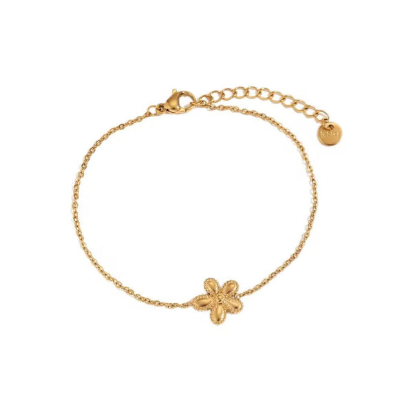 Thin Snake Chain Flower Bracelet