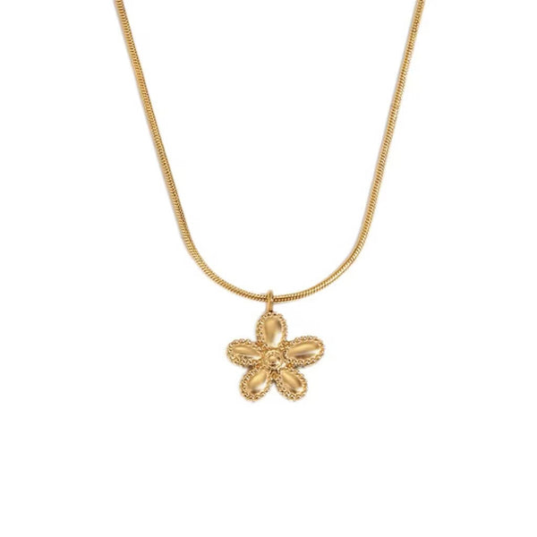 Thin Snake Chain Flower Necklace