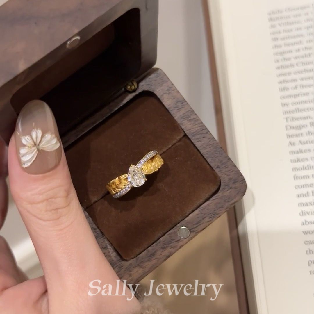 Wheat Teardrop Diamond Ring