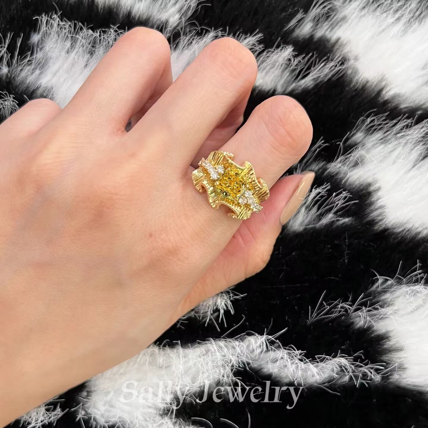 Yellow Diamond Lace Ring