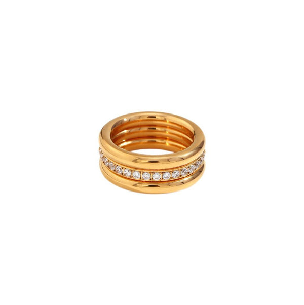 Zirconia Plain Ring Three Piece Set